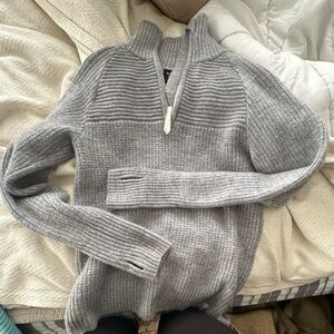 Gray Neomondo Norwegian Wool Women's Quarter Zip Sweater